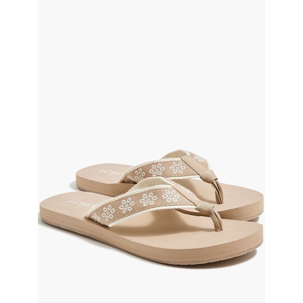 J Crew Fac Ellie Embroidered Floral Flip Flops Size 6 Never Worn